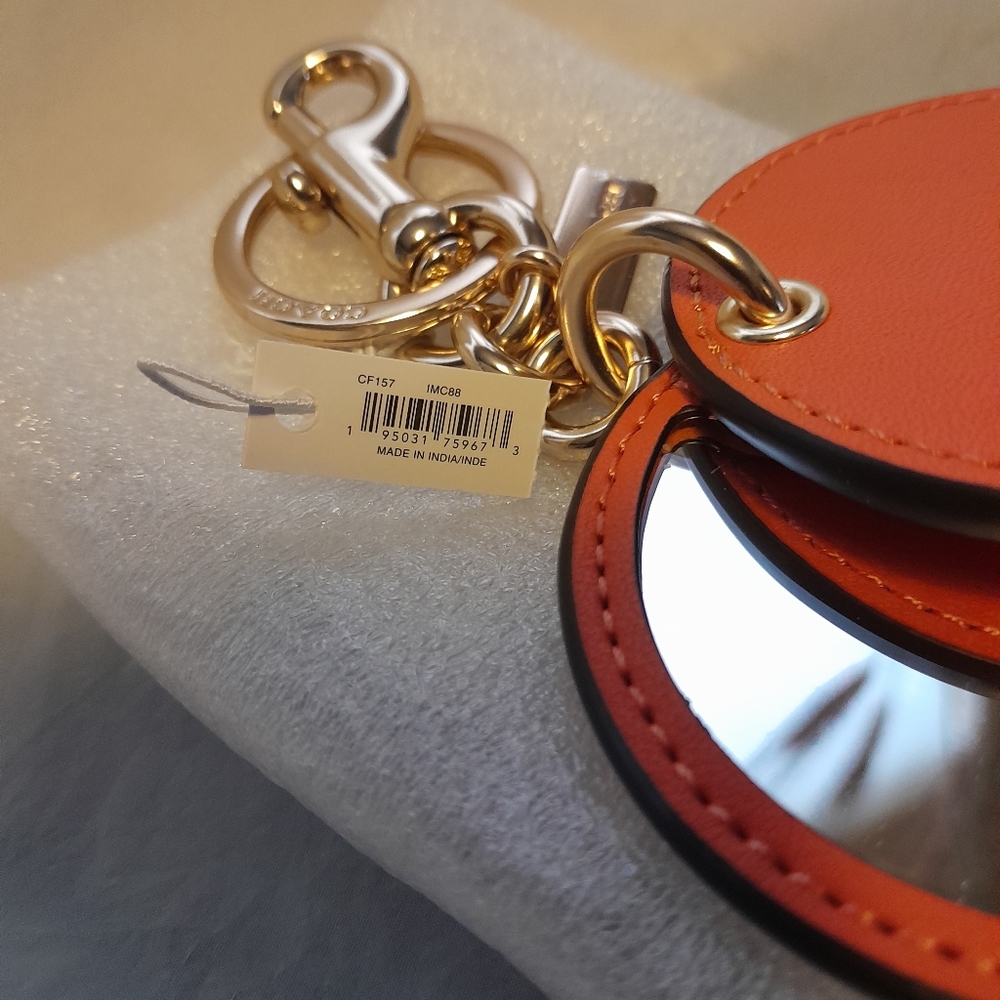 New Coach Tote Charm/Mirror In Orange Color NWT - Picture 3 of 7